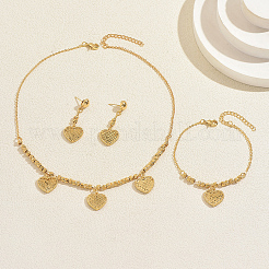 Sweet Brass Heart Pendant Necklace & Earrings & Bracelet Sets for Women&nbsp;CR5368
