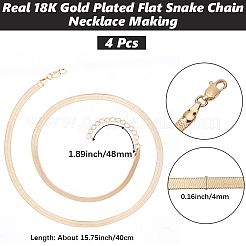 4Pcs Brass Flat Snake Chain Necklaces for Women Men&nbsp;NJEW-BBC0001-38