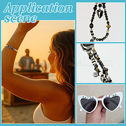 32Pcs 26 Style Natural Black Stone and Gold Enamel Beads&nbsp;G-PH0003-23