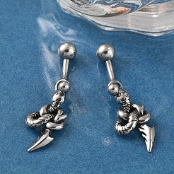 Snake 316 Surgical Stainless Steel Dangle Belly Button Rings&nbsp;EJEW-G416-11AS
