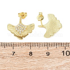Brass Micro Pave Clear Cubic Zirconia Stud Earrings&nbsp;EJEW-D351-10G