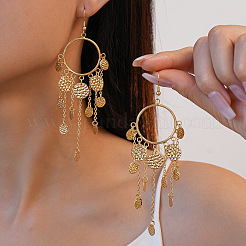 Iron Flat Round Tassel Chandelier Earrings&nbsp;FS-WGE28C0-01