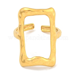Ion Plating(IP) 304 Stainless Steel Hollow Rectangle Cuff Ring for Women&nbsp;RJEW-A043-15G