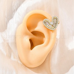 Heart Brass Micro Pave Clear Cubic Zirconia Cuff Earrings&nbsp;EJEW-H158-21G
