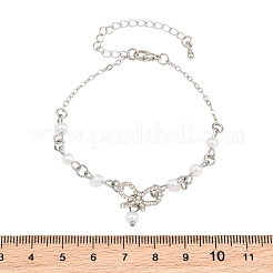 Alloy Micro Pave Clear Cubic Zirconia Bowknot Link Bracelets for Women&nbsp;AL-CBA3C8B-07A-P
