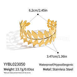 304 Stainless Steel Leaf Wide Open Cuff Bangles for Women&nbsp;HP3223