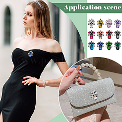 12Pcs 12 Colors Flower Rhinestone with Felt Iron on/Sew on Cloth Patches&nbsp;PATC-FG0003-24