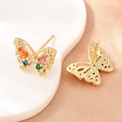 Brass Micro Pave Cubic Zirconia Stud Earrings for Women&nbsp;KK-A305-09G-04