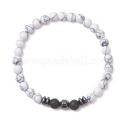 2Pcs Natural Lava Rock & Synthetic Howlite & Hematite Beaded Stretch Bracelets for Women Men&nbsp;BJEW-JB13436