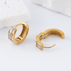 304 Stainless Steel Pave Cubic Zirconia Hoop Earrings for Women&nbsp;JH6126
