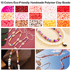 105g 15 Colors Handmade Polymer Clay Beads&nbsp;CLAY-AR0001-16