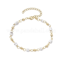 Brass Natural Howlite Link Bracelets for Women&nbsp;BJEW-JB11683-01