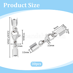 30Pcs 304 Stainless Steel Lobster Claw Clasps with Cord Ends&nbsp;STAS-PH0007-10P