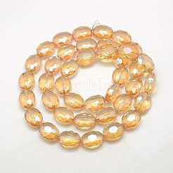 Faceted Electroplate Crystal Glass Oval Beads Strands&nbsp;EGLA-F058B-10