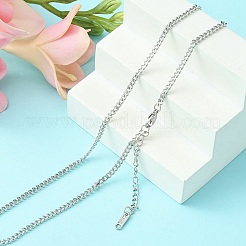 304 Stainless Steel Curb Chain Necklace for Men Women&nbsp;NJEW-YW0001-14