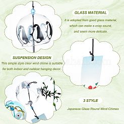 3Pcs 3 Style Japanese Glass Half Round Wind Chimes&nbsp;HJEW-BC0001-54