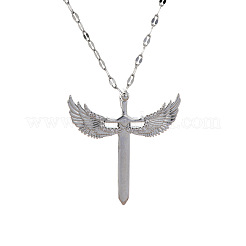 Brass Clear Cubic Zirconia 3D Cute Wing Sword Pendant Necklaces for Daily Wear&nbsp;GF5627-2