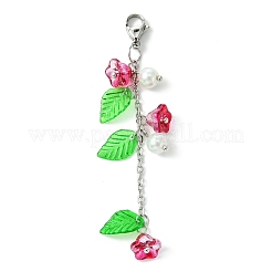Trumpet Flower Glass & Leaf Acrylic Pendant Decorates&nbsp;HJEW-JM01653