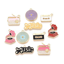 Rack Plating Alloy Enamel Pendants&nbsp;ENAM-T091-52M-G