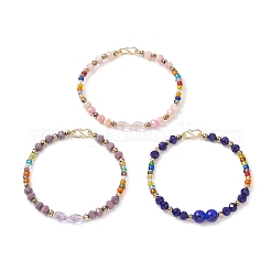 3Pcs 3 Colors Glass Beaded Bracelets for Women&nbsp;BJEW-JB12137
