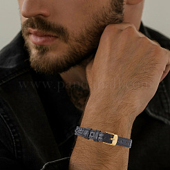 2Pcs 2 Colors Leather Textured Bracelet Straps Slide Wristbands for Slide Charms&nbsp;AJEW-CL0002-98