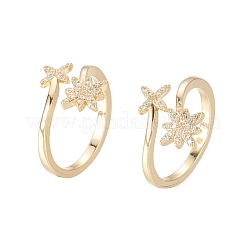 Brass Micro Pave Clear Cubic Zirconia Cuff Rings&nbsp;RJEW-F101-14G