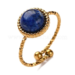 Round Natural Mixed Stone Finger Rings&nbsp;RJEW-Q822-01G
