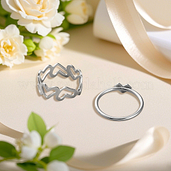 2 Set Heart Alloy Finger Cuff Ring Sets&nbsp;RJEW-LP0003-47