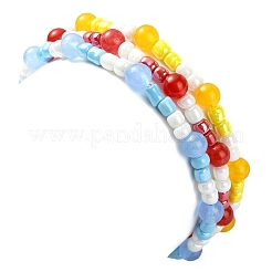 3Pcs 3 Colors Three Primary Color Series Glass Seed Beads Stretch Bead Bracelets&nbsp;BJEW-JB09990