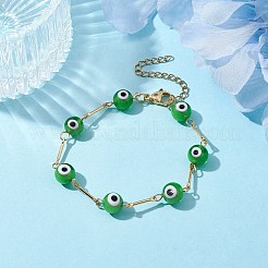 Lampwork Evil Eye Link Chain Bracelets&nbsp;BJEW-JB10045-05