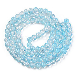 Transparent Crackle Baking Paint Glass Beads Strands&nbsp;DGLA-T003-01C-06
