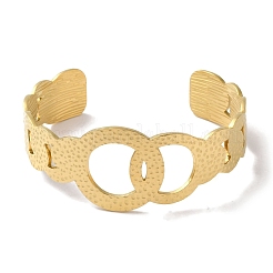 304 Stainless Steel Textured Ring Open Cuff Bangles for Women&nbsp;BJEW-I315-03G