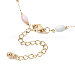 Shell & 304 Stainless Steel Oval Link Bracelets for Women&nbsp;BJEW-JB12379