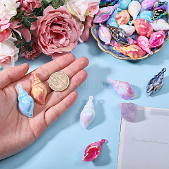 24Pcs 6 Colors UV Plating Iridescent Acrylic Imitation Conch Pendants&nbsp;MACR-CA0001-43