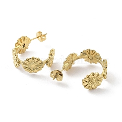 Ion Plating(IP) Sunflower 304 Stainless Steel Stud Earrings&nbsp;X-EJEW-P258-20G