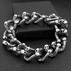 Alloy Skull Link Chain Bracelets&nbsp;PW-WG6AFD9-01