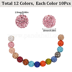 120Pcs 12 Colors Pave Disco Ball Beads&nbsp;RB-SC0004-85