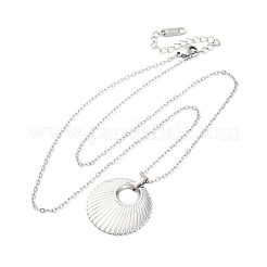 Flat Round 304 Stainless Steel Pendant Necklaces&nbsp;NJEW-M096-05P