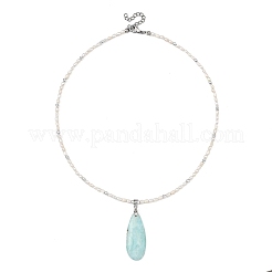 2Pcs 2 Styles Natural Hemimorphite Teardrop Pendant Necklaces&nbsp;NJEW-JN06312-01