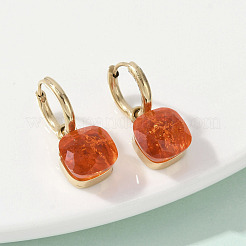 304 Stainless Steel Glass Hoop Earrings&nbsp;EJEW-Z089-30G