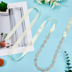 Metal Full Crystal Rhinestone Horse Eye Bridal Waist Belts for Wedding Dress&nbsp;AJEW-WH20080-65A-S