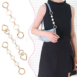 3Pcs 3 Styles Moon Star Heart Alloy Enamel Link Bag Extension Chains&nbsp;AJEW-GA0008-26A
