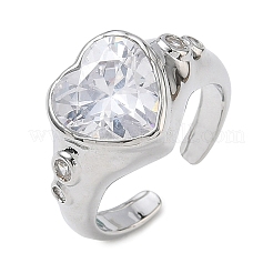 Brass Pave Cubic Zirconia Cuff Open Rings for Women&nbsp;RJEW-L343-08P-01