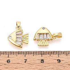 Brass Micro Pave Clear Cubic Zirconia Charms&nbsp;KK-N259-14G