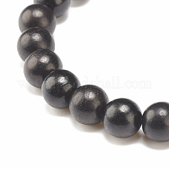 Natural Wood & Synthetic Hematite Beaded Stretch Bracelet for Men Women&nbsp;BJEW-JB07810