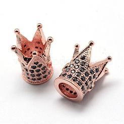 Rack Plating Brass Cubic Zirconia Beads&nbsp;ZIRC-S034-01RG