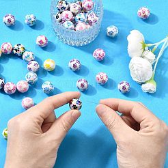 50Pcs AB Color Printed Opaque Acrylic Beads&nbsp;OACR-CJ0002-27