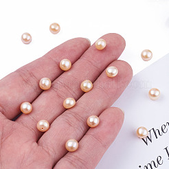 Half Drilled Natural Cultured Freshwater Pearl Beads&nbsp;PEAR-N020-06A