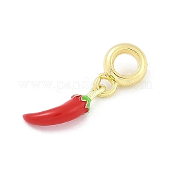 Brass Red Enamel Vegetable European Dangle Charms&nbsp;KK-Z090-06G-01