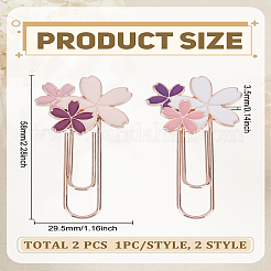 2Pcs 2 Style Rose Gold Tone Zinc Alloy Enamel Bookmarks&nbsp;AJEW-LP0004-43B